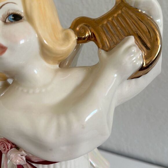 12” Vintage Angel With Harp Statue - Picture 5 of 9